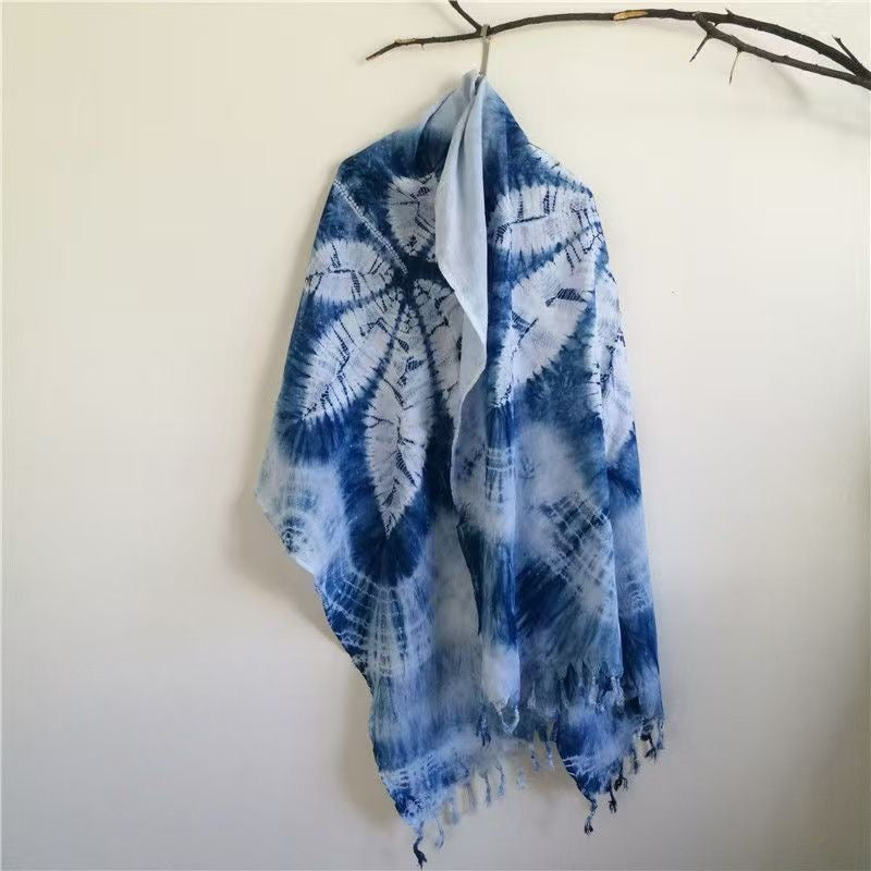 Dali Bai-style Tie-dyed Maple Leaf Scarf & Shawl