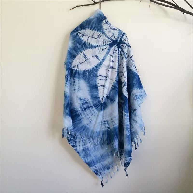 Dali Bai-style Tie-dyed Maple Leaf Scarf & Shawl
